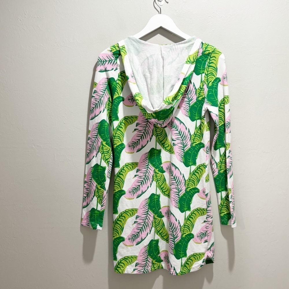 MACBETH COLLECTION Women’s Green Pink Coastal Prep Hooded Dress Cover-Up Size M - Picture 2 of 9